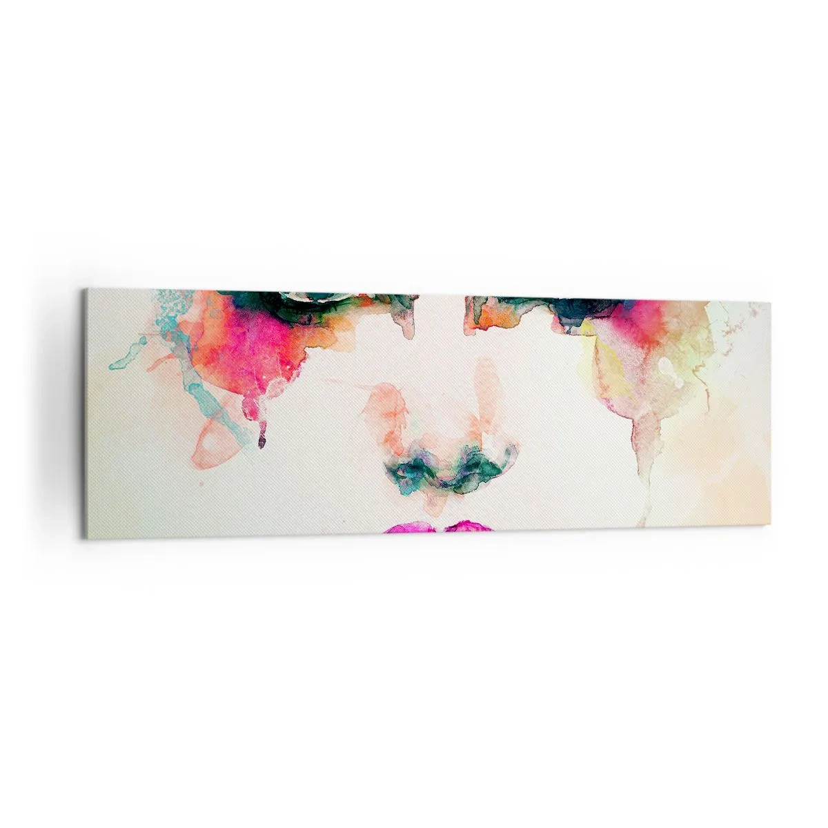 Bild auf Leinwand - Leinwandbild - Abstraktes Frauenporträt in intensiven Farben - 160x50cm - Ein mit einem Regenbogen gemaltes Porträt - Moderne Wanddekoration für Wohnzimmer und Schlafzimmer ARTTOR