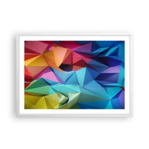 Poster in einem weißen Rahmen - Regenbogen-Origami - 70x50 cm