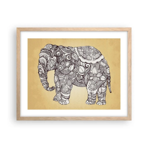 Poster in einem Rahmen aus heller Eiche - Elefant verhüllte sich - 50x40 cm