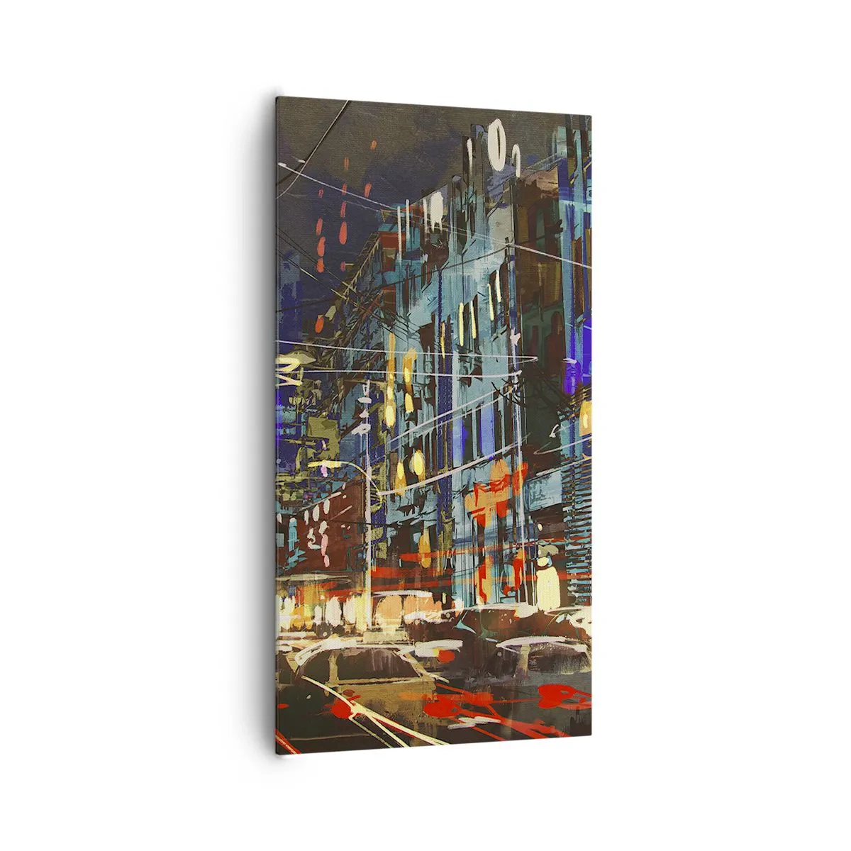 Bild auf Leinwand - Leinwandbild - Abendlicher Straßentrubel - 65x120 cm