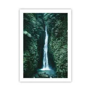 Poster - Wasserfall im tropischen Dschungel - 50x70cm - Tropisches Spa - Moderne Wanddekoration für Wohnzimmer und Schlafzimmer ARTTOR