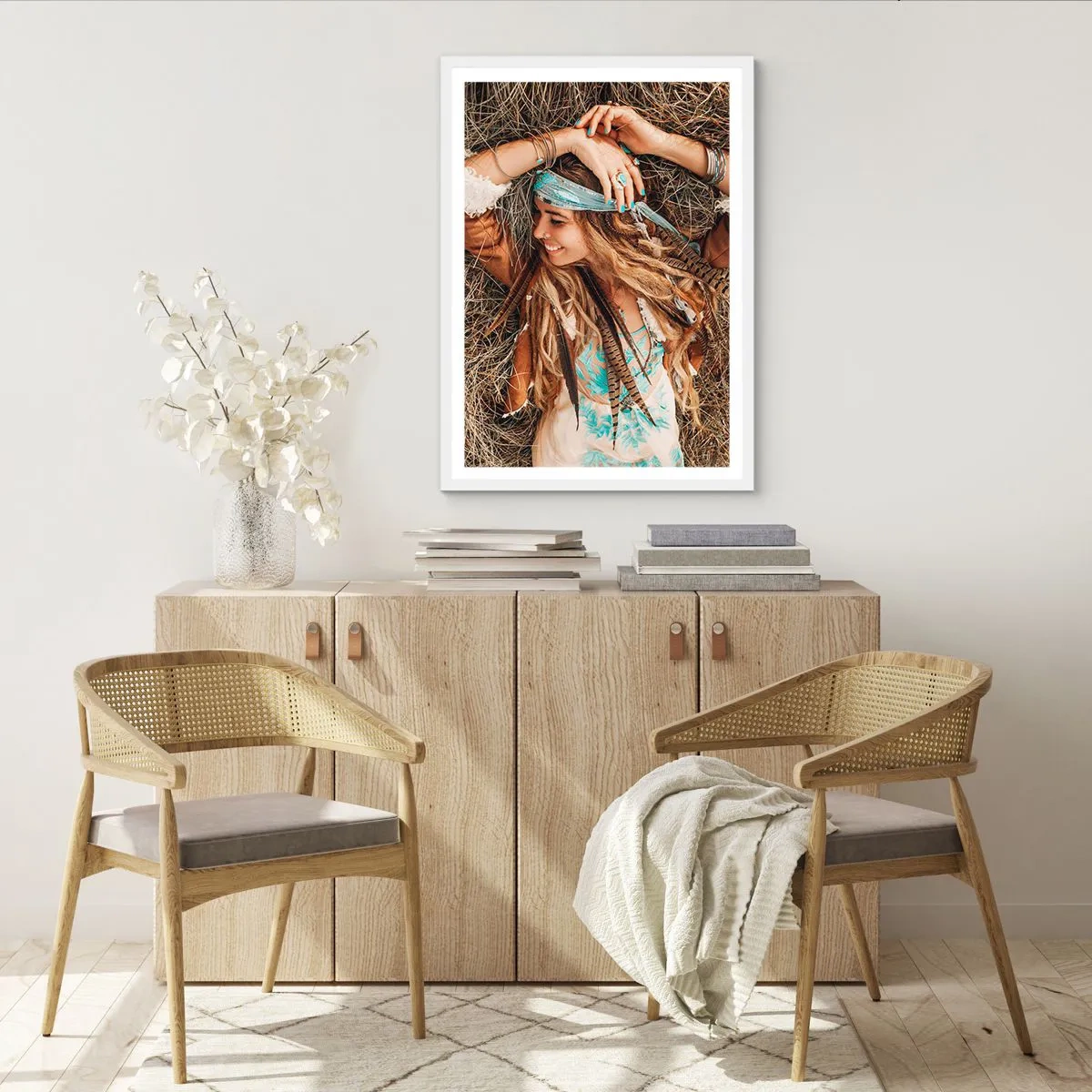 Poster in einem weißen Rahmen - Auf dem Weg in den Sommer der Liebe - 50x70 cm