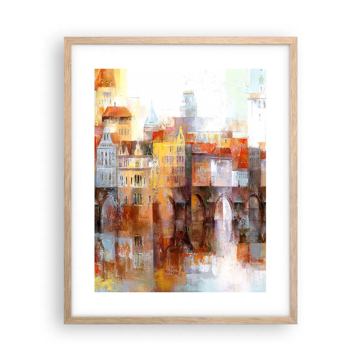 Poster in einem Rahmen aus heller Eiche - Schön ist es auch unter der Brücke - 40x50 cm