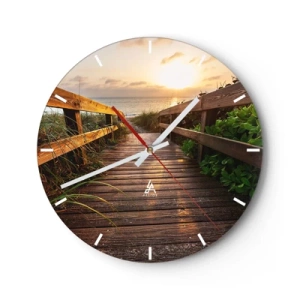 Wanduhr - Glasuhr - Und direkt ans Ufer - 40x40 cm