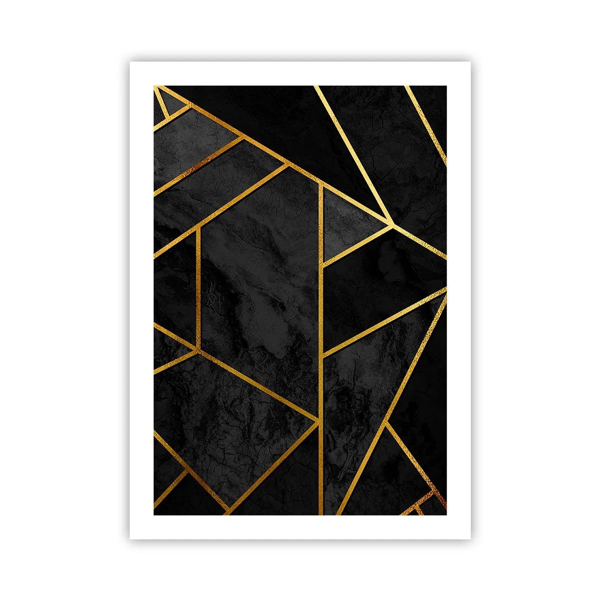 Poster - Geometrische Muster in Gold auf schwarzem Hintergrund - 50x70cm - Dunkelheit und Glanz - Moderne Wanddekoration für Wohnzimmer und Schlafzimmer ARTTOR