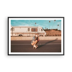 Poster in einem schwarzem Rahmen - Lächel bitte! - 91x61 cm