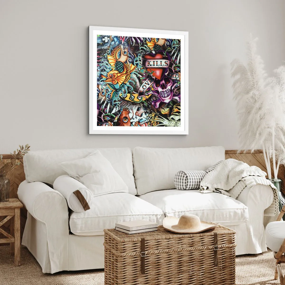 Poster in einem weißen Rahmen - Der Traum des Tätowierers - 30x30 cm