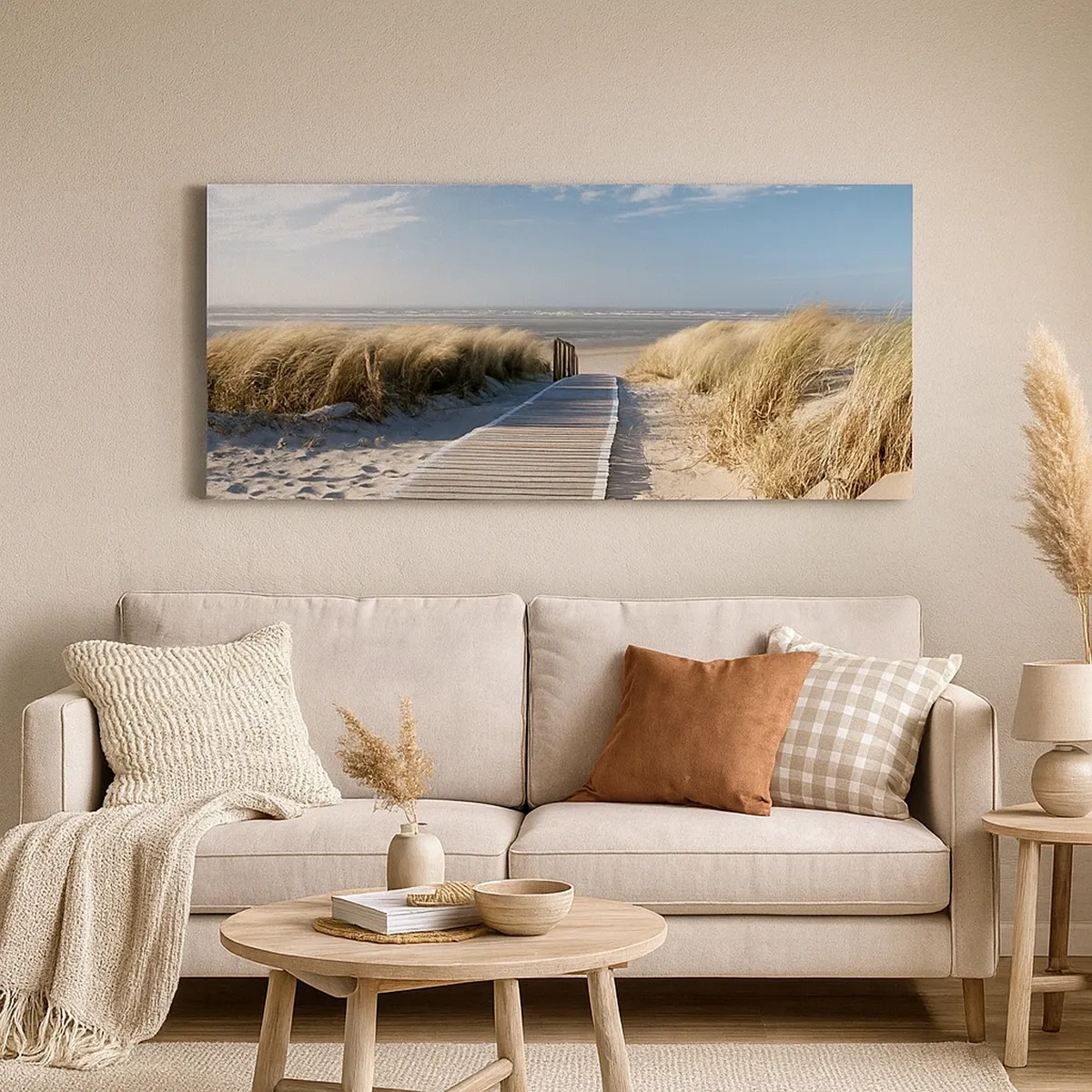 Bild auf Leinwand - Leinwandbild - Hinter der Düne, im Rauschen des Grases - 30x30 cm