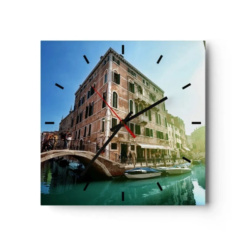 Wanduhr - Glasuhr - Venedig-Brücke und Kanal mit historischer Architektur - 30x30cm - Venedig - Amore Mio - Moderne Wanddekoration für Wohnzimmer und Schlafzimmer ARTTOR