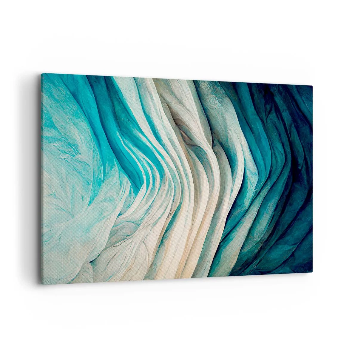 Bild auf Leinwand - Leinwandbild - Dynamische Wellen in Blau- und Weißtönen - 120x80cm - Blaue Unersättlichkeit - Moderne Wanddekoration für Wohnzimmer und Schlafzimmer ARTTOR