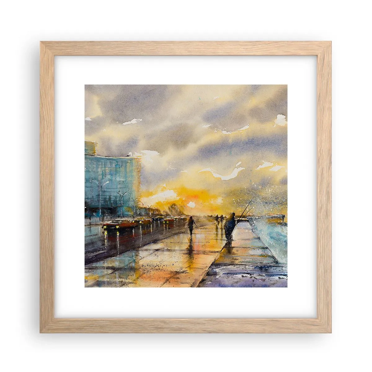 Poster in einem Rahmen aus heller Eiche - Leben am Ufer - 30x30 cm