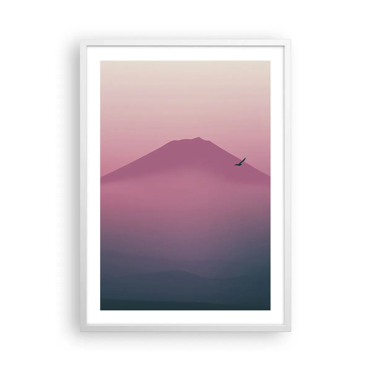 Poster in einem weißen Rahmen - Wanderer über den Wolken - 50x70 cm