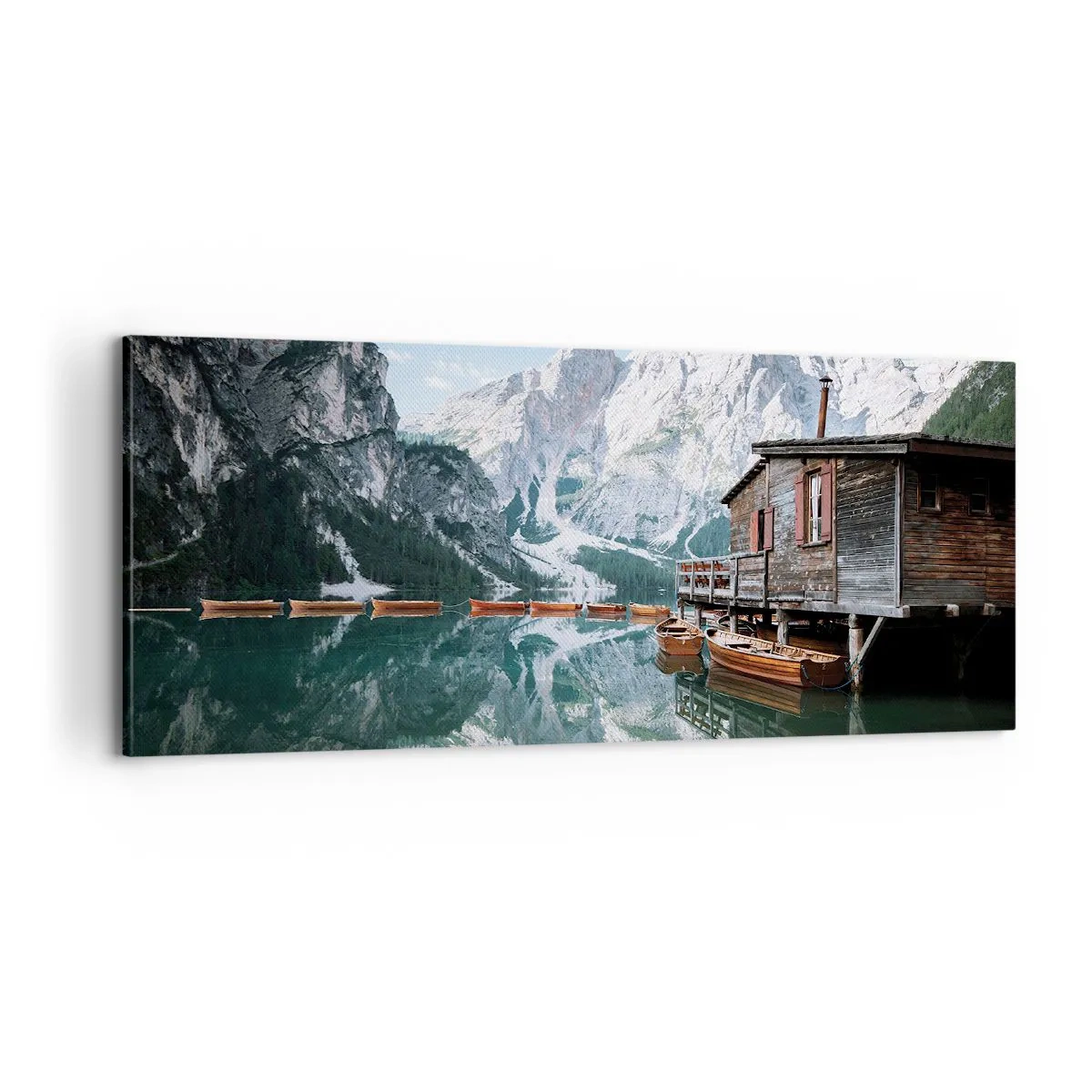 Bild auf Leinwand - Leinwandbild - Kristallklarer Bergmorgen - 100x40 cm