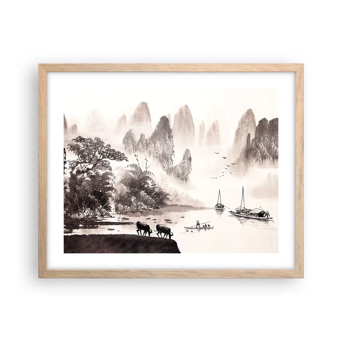 Poster in einem Rahmen aus heller Eiche - Der exotische Alltag des Ostens - 50x40 cm