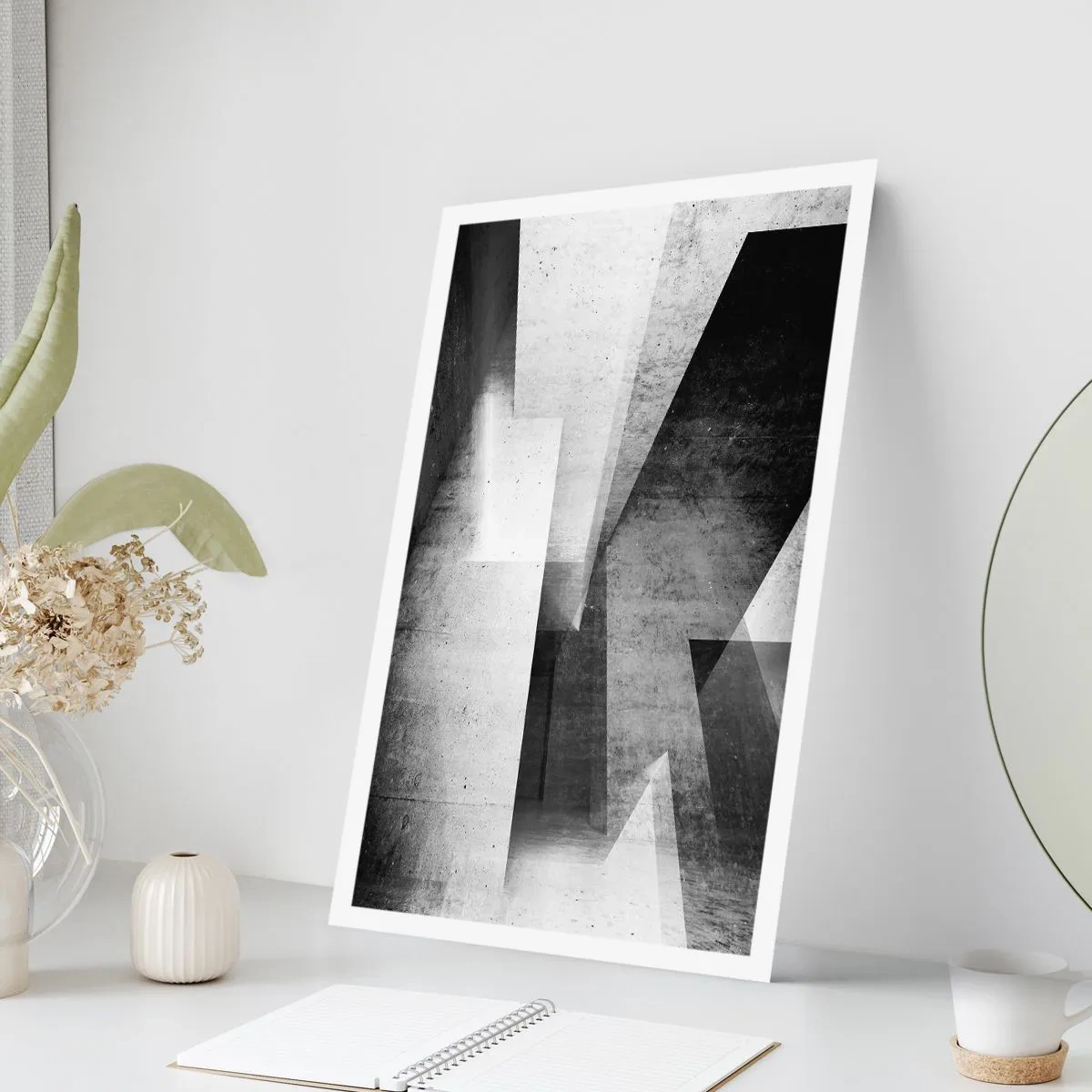 Poster - Geometrische Abstraktion in Schwarz und Weiß - 50x70cm - Die Raumstruktur - Moderne Wanddekoration für Wohnzimmer und Schlafzimmer ARTTOR