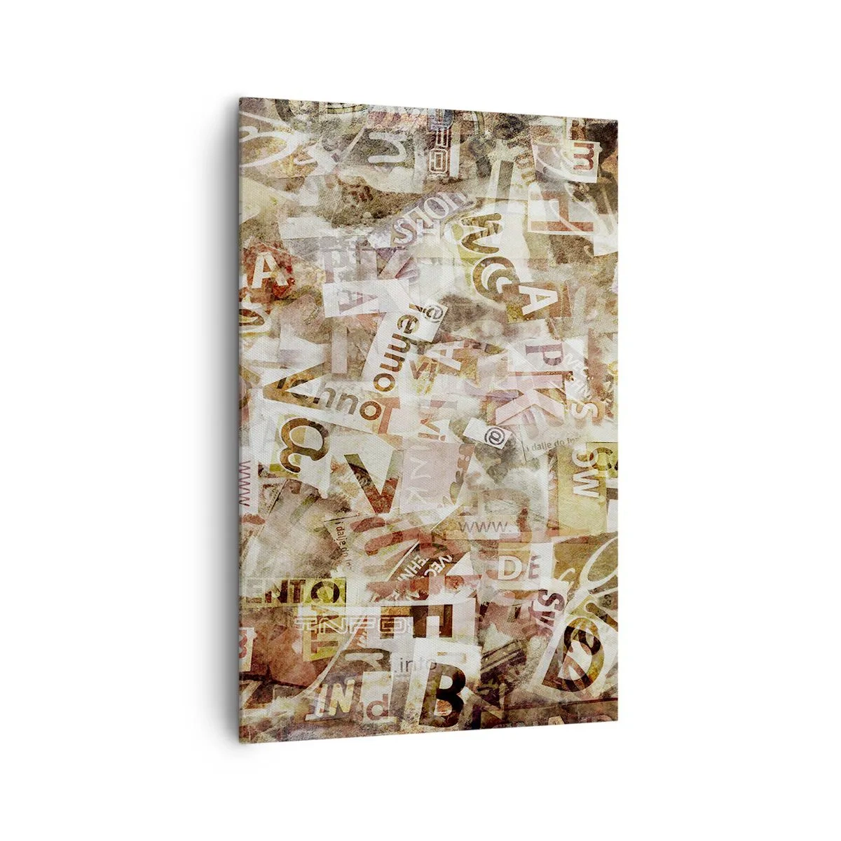 Bild auf Leinwand - Leinwandbild - Abstrakte Komposition mit Buchstaben und Textfragmenten - 80x120cm - Ich vereinige das Geschwätz - Moderne Wanddekoration für Wohnzimmer und Schlafzimmer ARTTOR