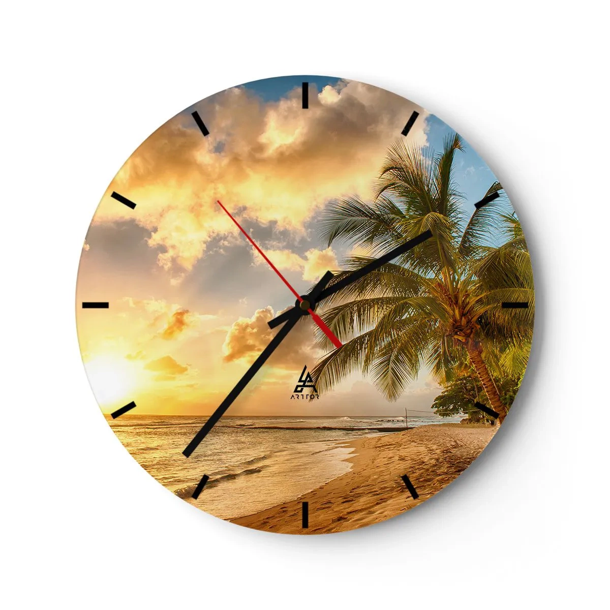 Wanduhr - Glasuhr - Ewiger Sommer, immer Urlaub - 40x40 cm