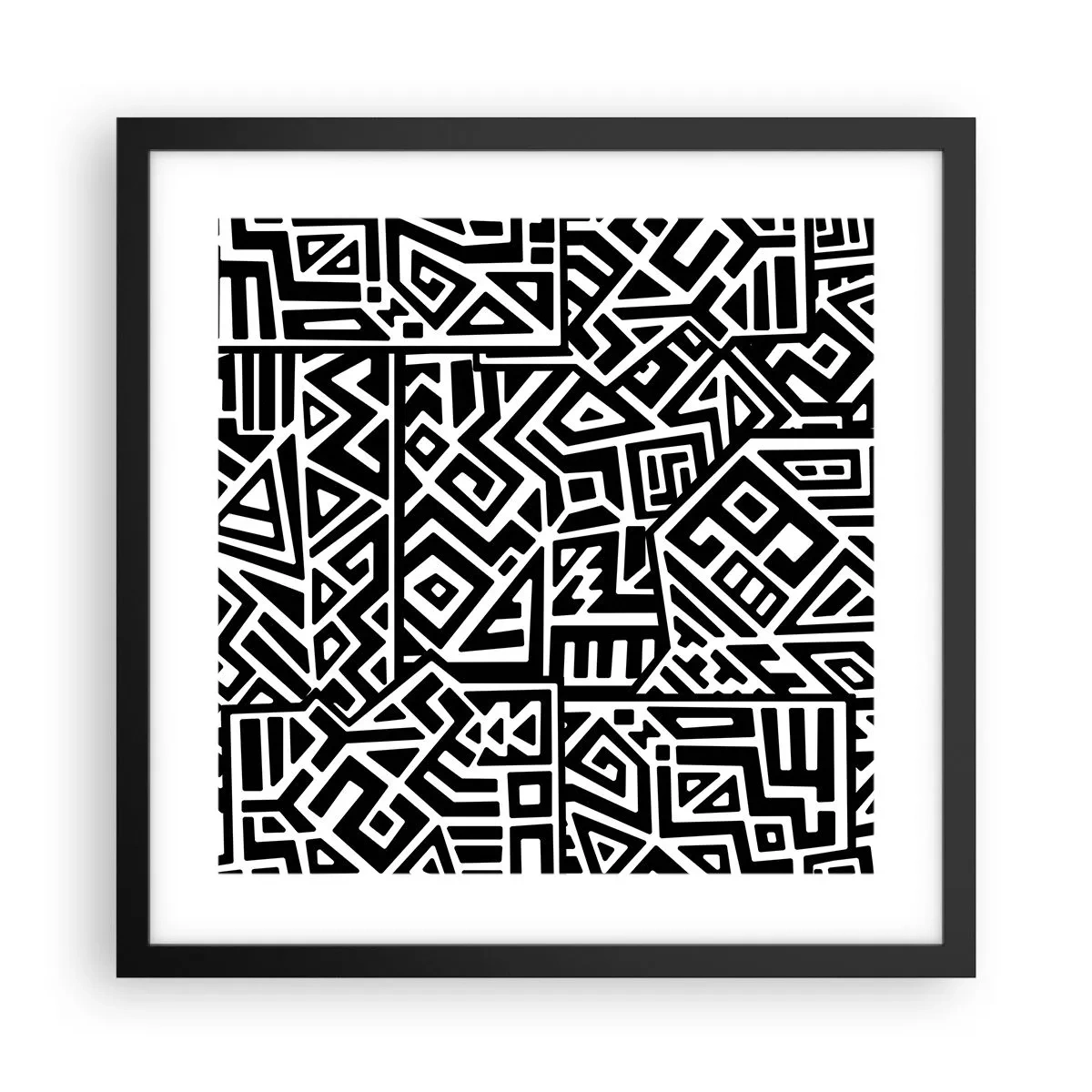 Poster in einem schwarzem Rahmen - Präkolumbianische Komposition - 40x40 cm