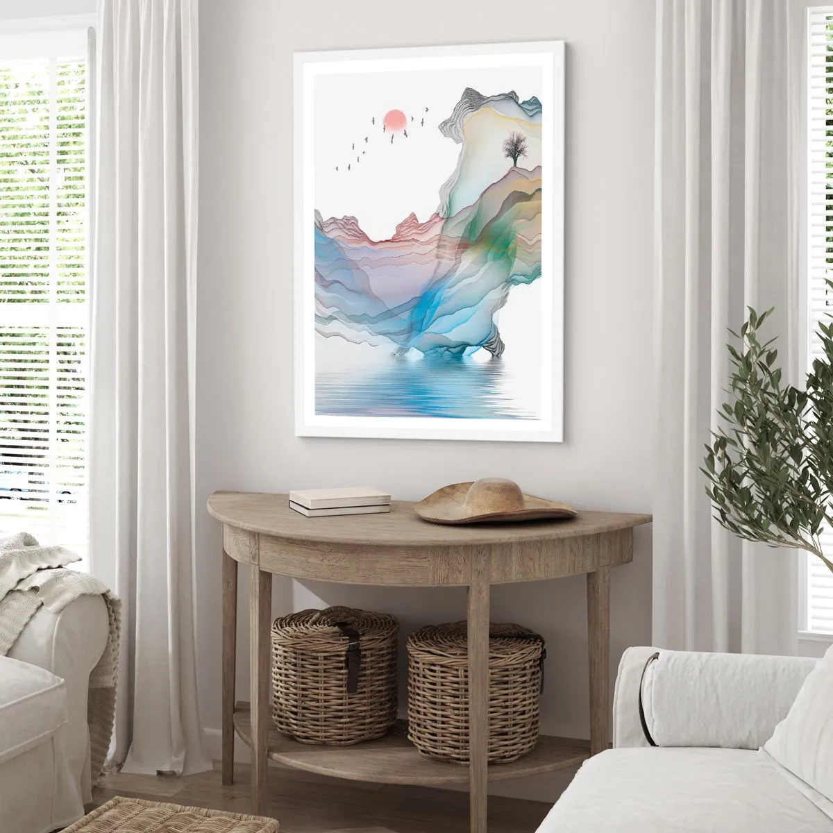 Poster in einem weißen Rahmen - Zu den Kristallbergen - 70x100 cm