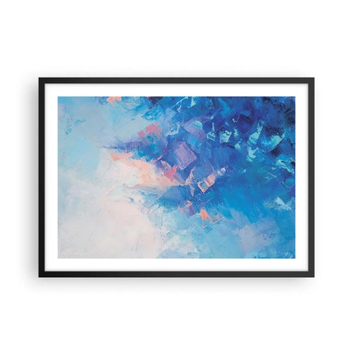 Poster in einem schwarzem Rahmen - Abstrakte Komposition in Blau- und Rosatönen - 70x50cm - Winter-Abstraktion - Moderne Wanddekoration für Wohnzimmer und Schlafzimmer ARTTOR