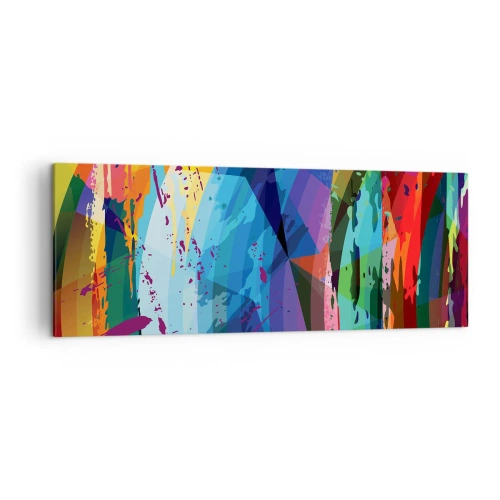 Bild auf Leinwand - Leinwandbild - Bunte Abstraktion in dynamischen Mustern und Formen - 140x50cm - Farbenfroher Schwindel - Moderne Wanddekoration für Wohnzimmer und Schlafzimmer ARTTOR