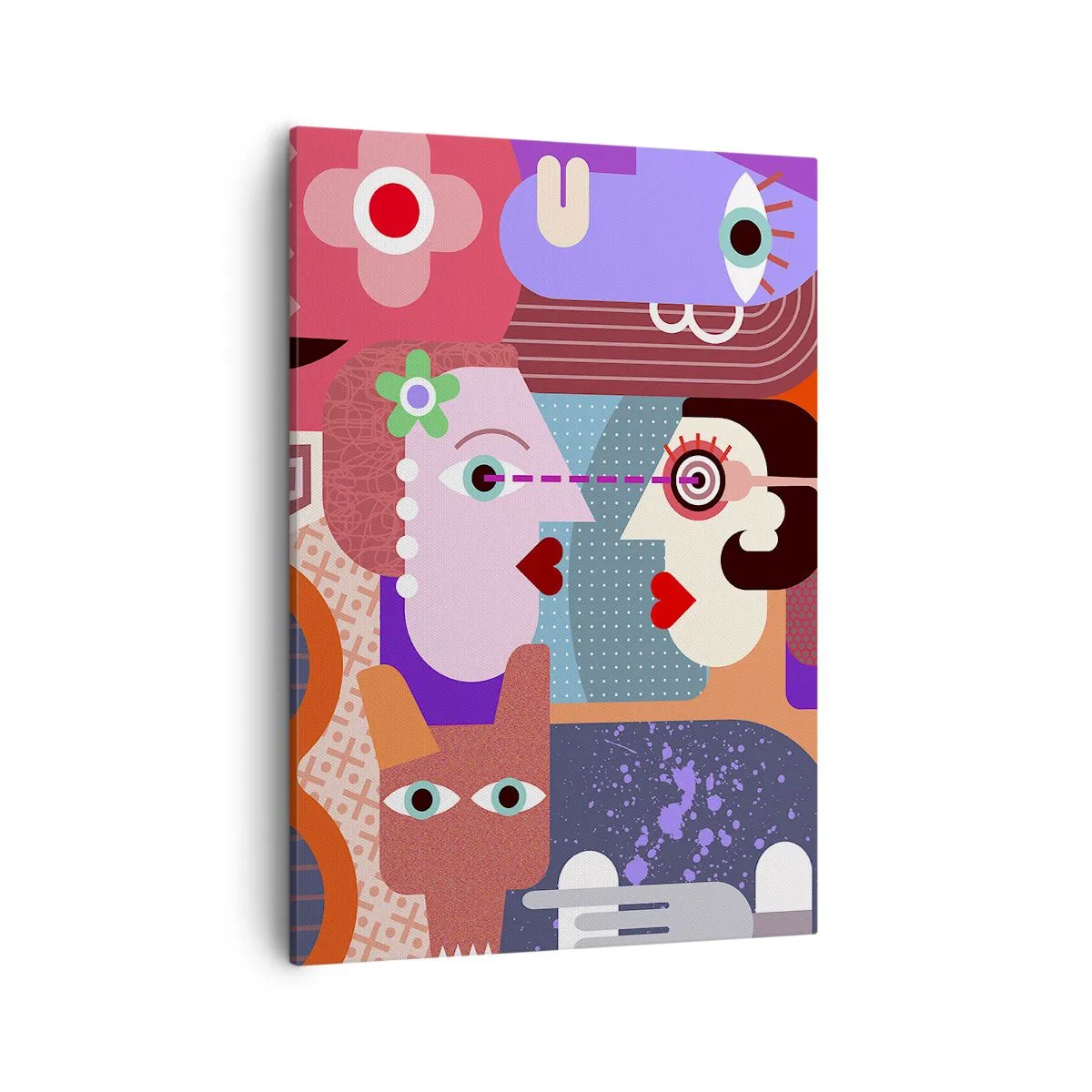 Bild auf Leinwand - Leinwandbild - Abstrakte Figuren in lebendigen Farben - 50x70cm - Augenhöhe - Moderne Wanddekoration für Wohnzimmer und Schlafzimmer ARTTOR