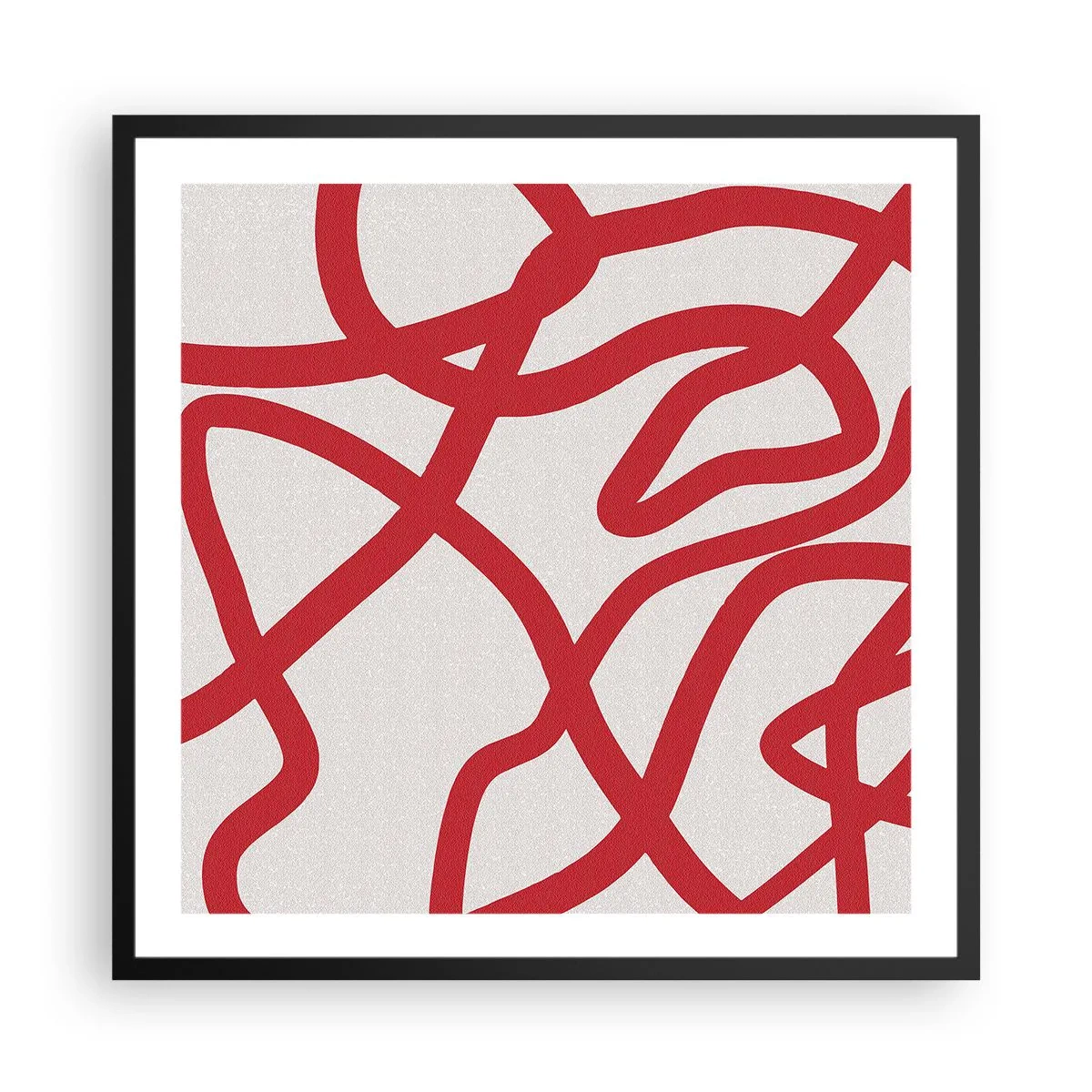 Poster in einem schwarzem Rahmen - Rot auf Weiß - 60x60 cm
