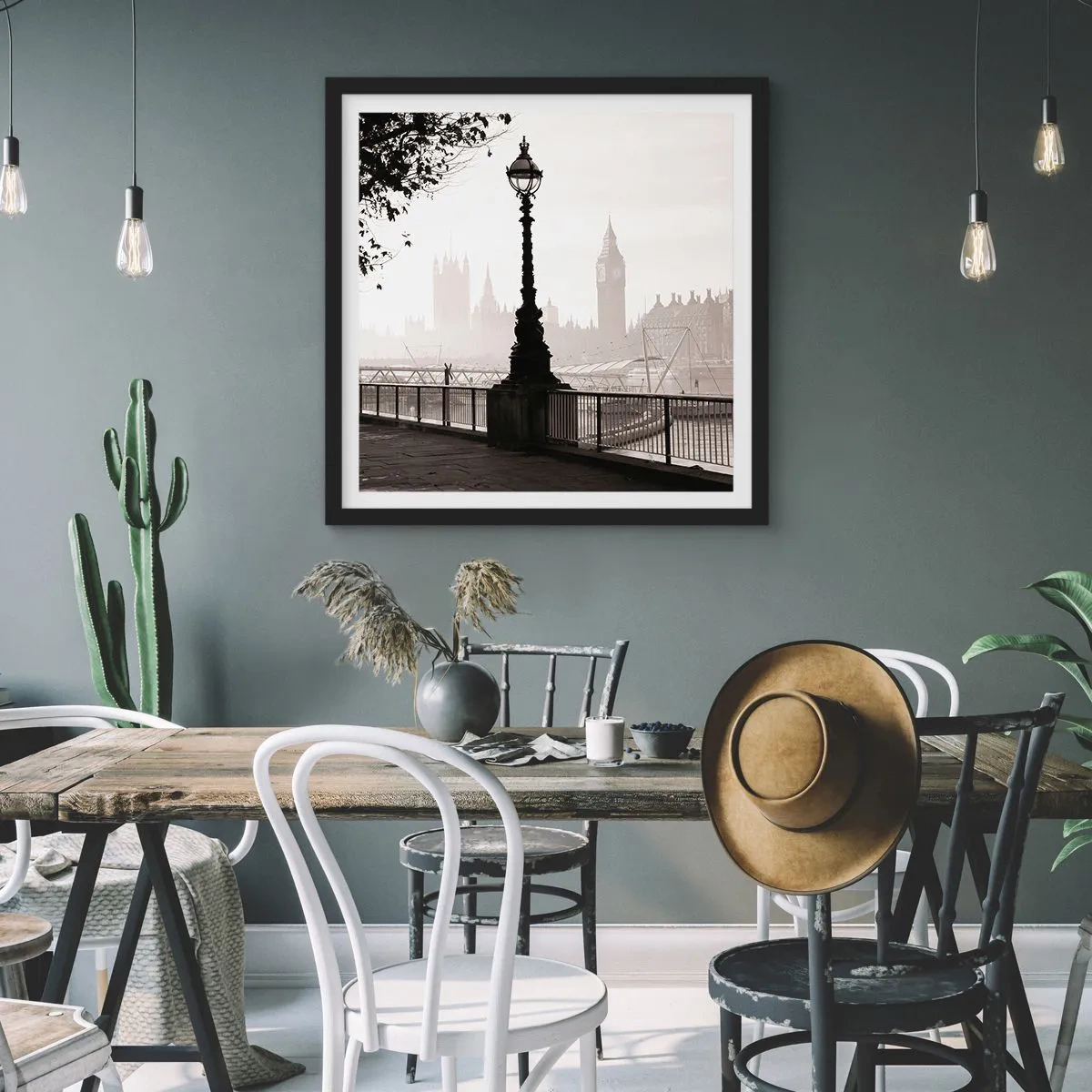 Poster in einem schwarzem Rahmen - Londoner Morgen - 30x30 cm