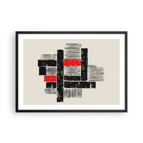 Poster in einem schwarzem Rahmen - Abstrakte geometrische Komposition in Schwarz und Rot - 70x50cm - Rot und Schwarz - Moderne Wanddekoration für Wohnzimmer und Schlafzimmer ARTTOR
