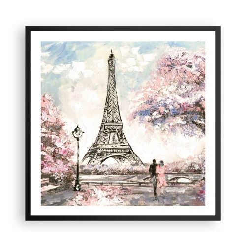 Poster in einem schwarzem Rahmen - Aprilspaziergang durch Paris - 60x60 cm