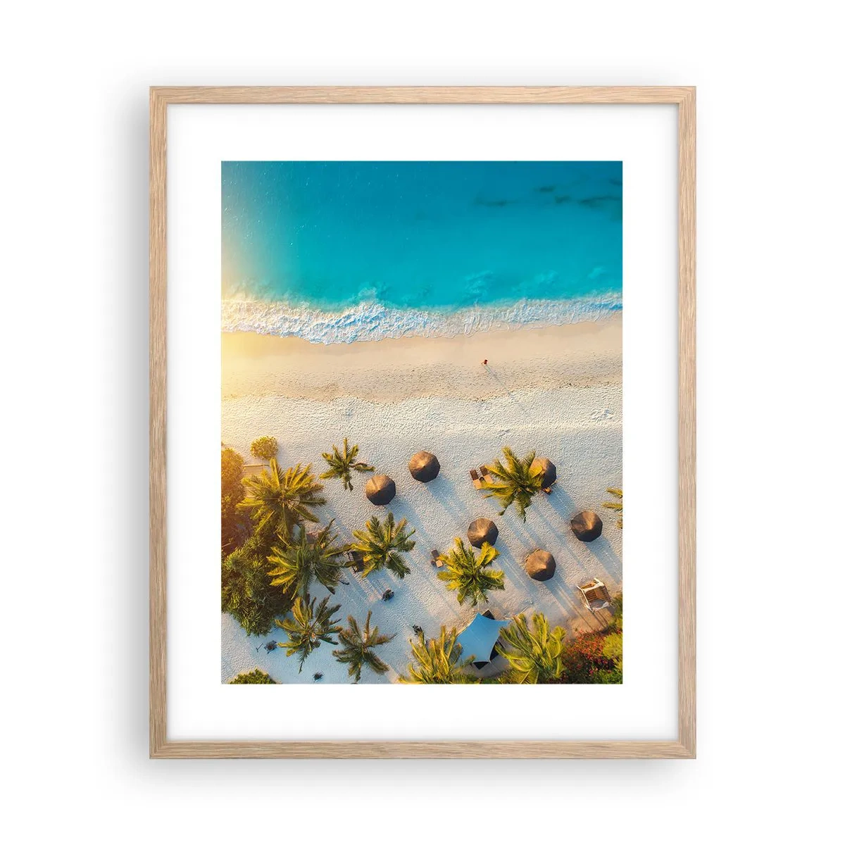 Poster in einem Rahmen aus heller Eiche - Willkommen im Paradies - 40x50 cm