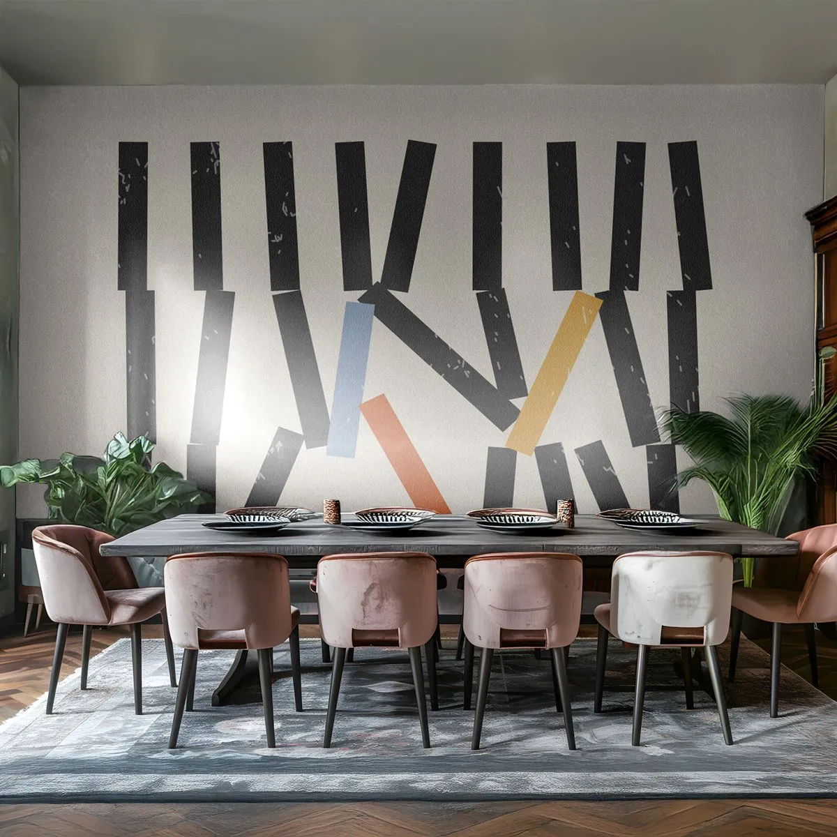 Fototapete Premium Sand - Eine grafische Komposition aus Rechtecken, die einem Dominomuster ähneln. - 100x70cm - Domino – Komposition - Moderne Wanddekoration für Wohnzimmer und Schlafzimmer ARTTOR