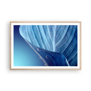 Poster in einem Rahmen aus heller Eiche - Versteckte Tropfen vom Blau - 91x61 cm