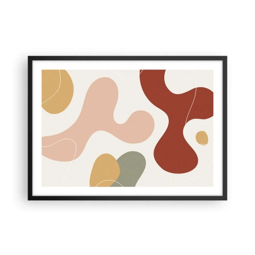 Poster in einem schwarzem Rahmen - Eine abstrakte Komposition in Pastelltönen mit dynamischen Formen. - 70x50cm - Kringel oder Schnörkel? - Moderne Wanddekoration für Wohnzimmer und Schlafzimmer ARTTOR