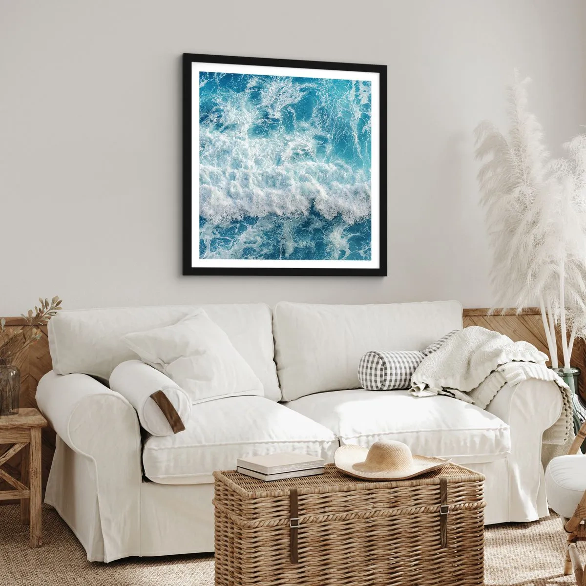 Poster in einem schwarzem Rahmen - Freudig und springend - 50x50 cm