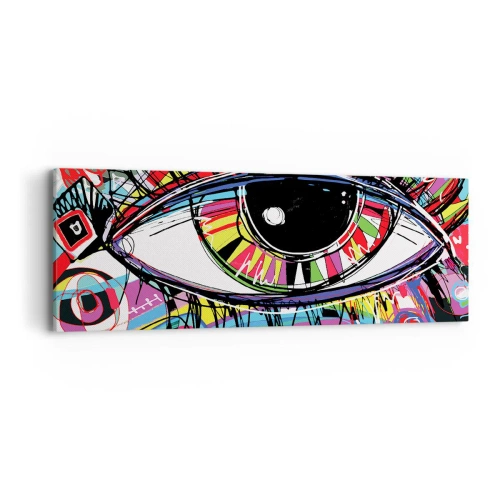 Bild auf Leinwand - Leinwandbild - Buntes Auge - bunte Seele - 90x30 cm