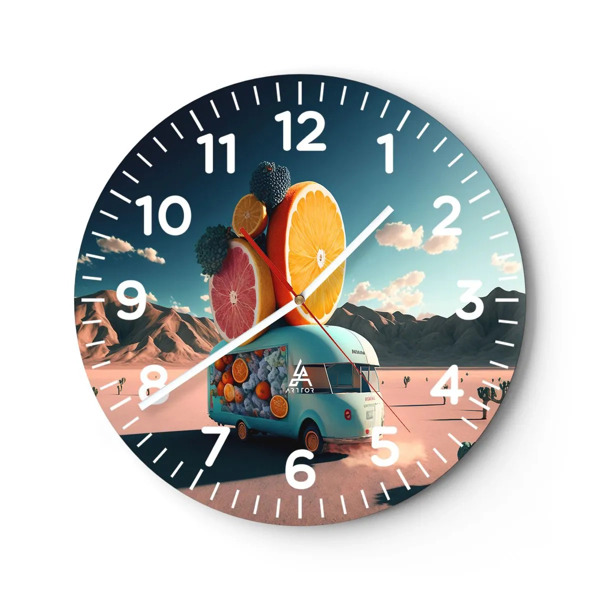 Wanduhr - Glasuhr - Geschmack von Urlaub - 40x40 cm