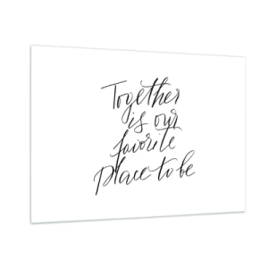 Glasbild - Bild auf glas - Minimalistische kalligrafische Inschrift auf weißem Hintergrund - 100x70cm - Fühlst du das auch? - Moderne Wanddekoration für Wohnzimmer und Schlafzimmer ARTTOR