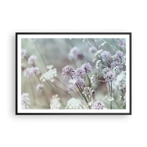 Poster in einem schwarzem Rahmen - Zarte Blüten in Pastelltönen - 100x70cm - Süße filigrane Kräuter - Moderne Wanddekoration für Wohnzimmer und Schlafzimmer ARTTOR