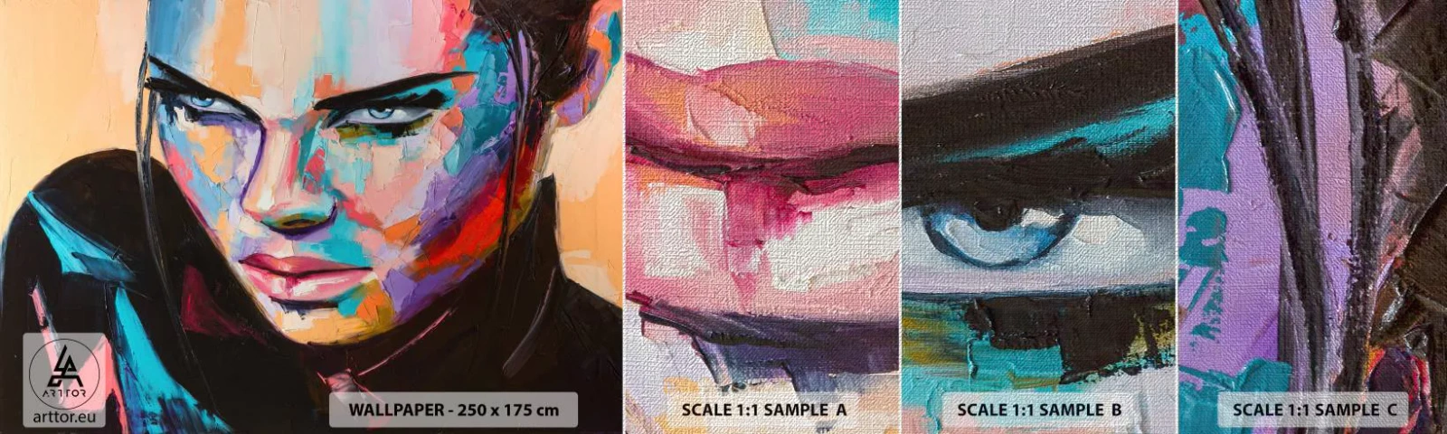 Fototapeten Muster Premium Canvas - Wild im Herzen - Frau, Porträt einer Frau, Mädchen - 100x30 cm