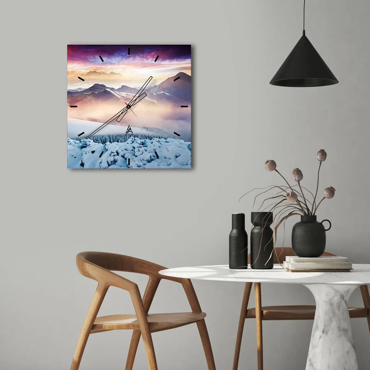 Wanduhr - Glasuhr - Die Kraft und Reinheit der Natur - 40x40 cm