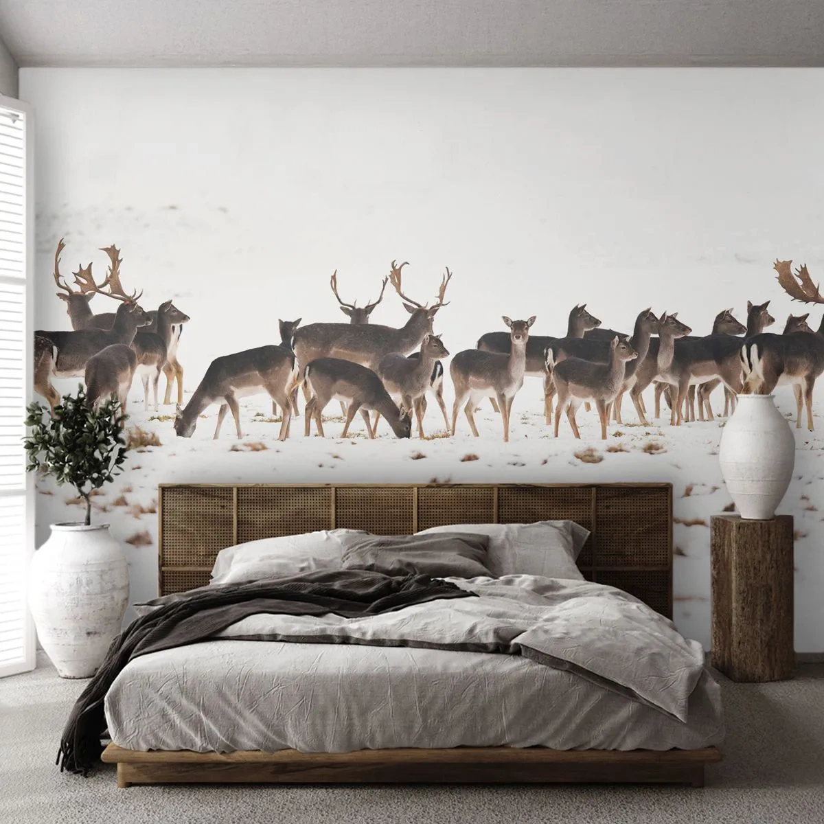 Selbstklebende Fototapete Deluxe Sticker - Kommen die Weihnachten? - Tiere, Reh, Natur - 200x140 cm