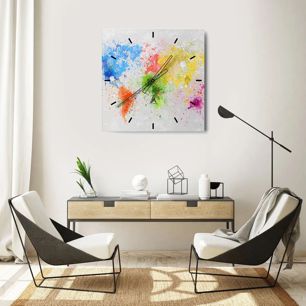 Wanduhr - Glasuhr - Alle Farben der Welt - 40x40 cm