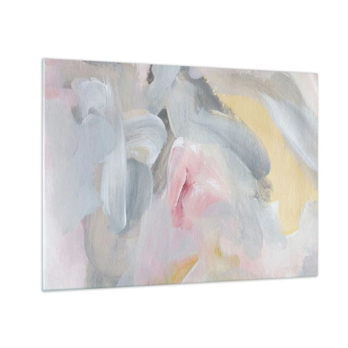 Glasbild - Bild auf glas - Abstrakte Komposition in Pastellfarben - 70x50cm - In einer Pastellwelt - Moderne Wanddekoration für Wohnzimmer und Schlafzimmer ARTTOR