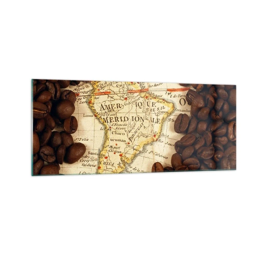 Glasbild - Bild auf glas - Woher kommt der beste Kaffee? - 100x40 cm