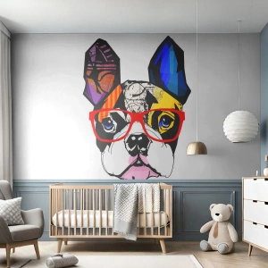 Selbstklebende Fototapete Deluxe Sticker - Intellektuelle - Abstraktion, Hund, Französische Bulldogge - 100x70 cm