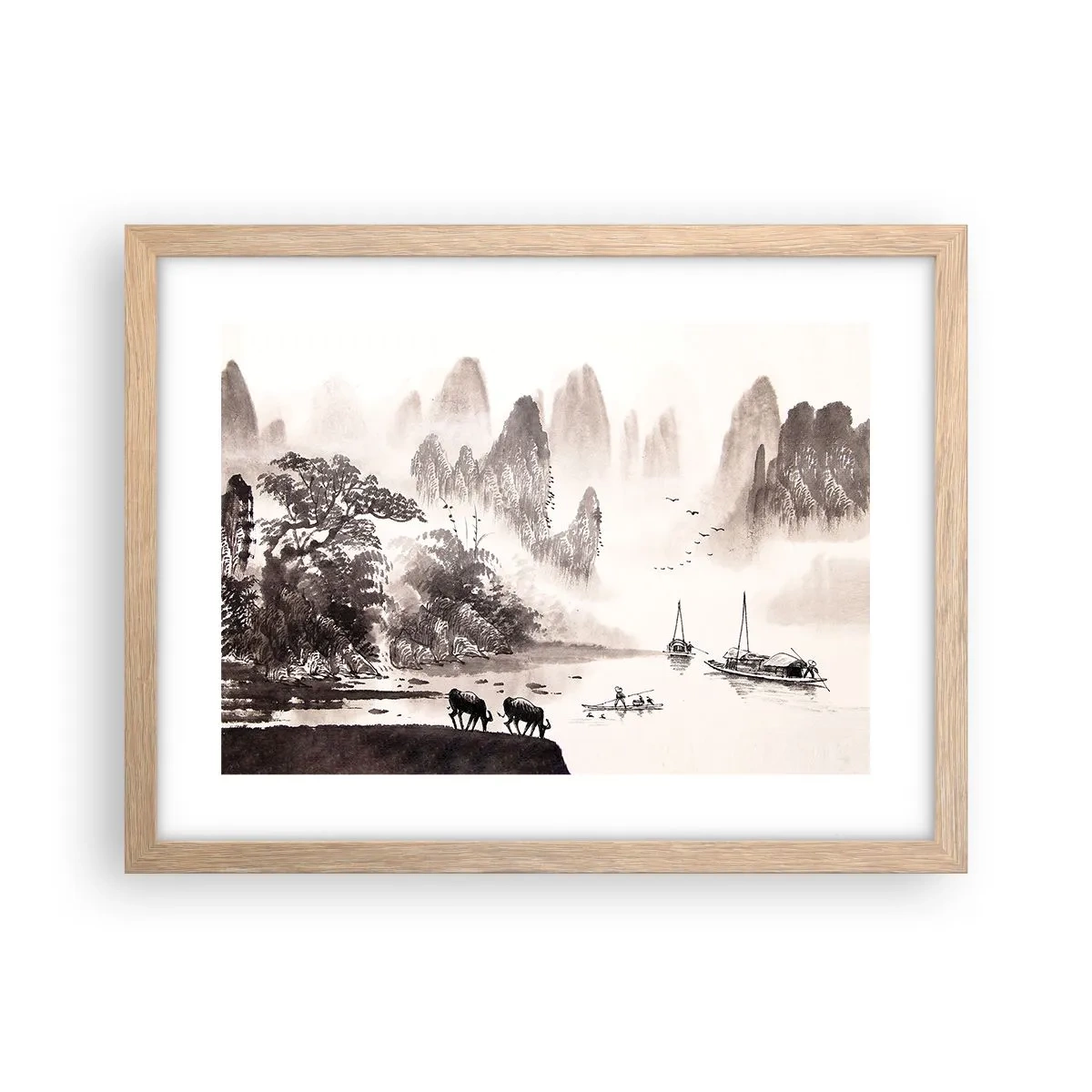 Poster in einem Rahmen aus heller Eiche - Der exotische Alltag des Ostens - 40x30 cm