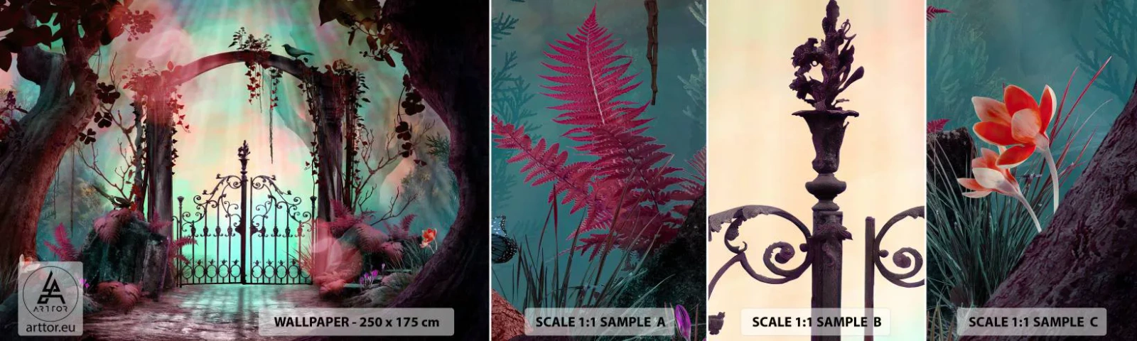 Fototapeten Muster Selbstklebend Deluxe Sticker - Geheimer Garten - Fantasie, Geheimer Garten, Märchen - 100x30 cm