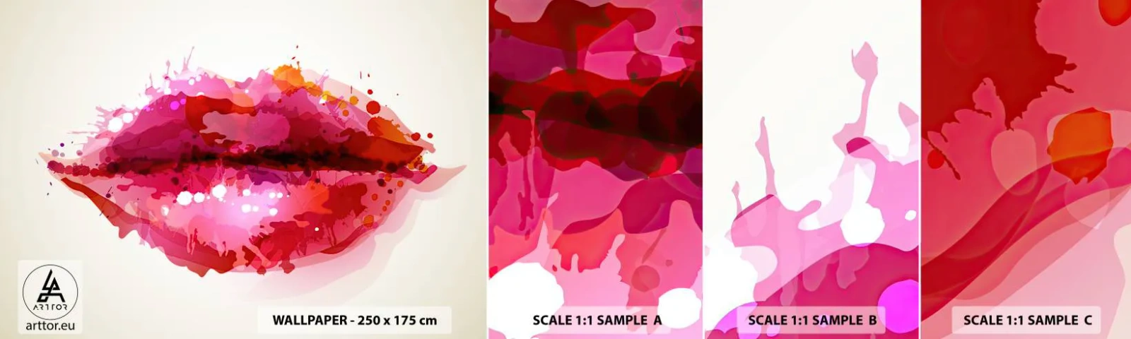 Fototapetenmuster Standard Eco - Ein rötlicher Rotton - Abstraktion, rote Lippen, Stück - 100x30 cm