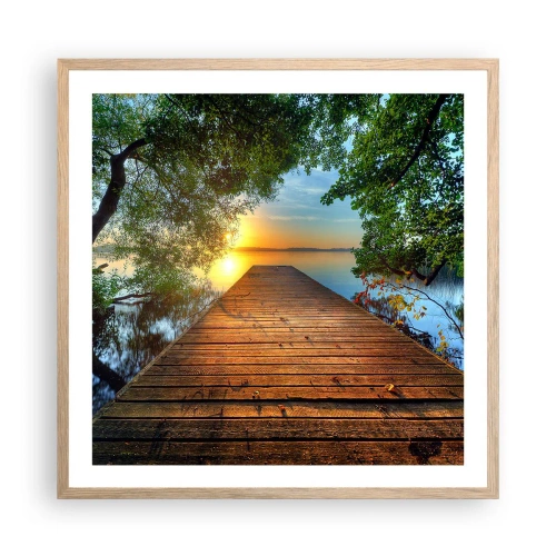 Poster in einem Rahmen aus heller Eiche - Nimm dir Zeit, setz dich hin - 60x60 cm